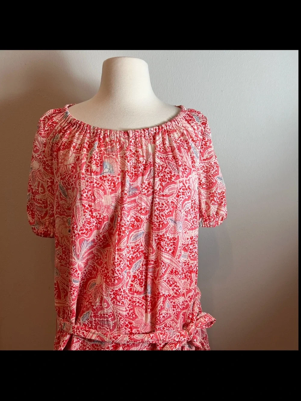 Tory Burch Coral Pink Paisley Midi Dress size 4
